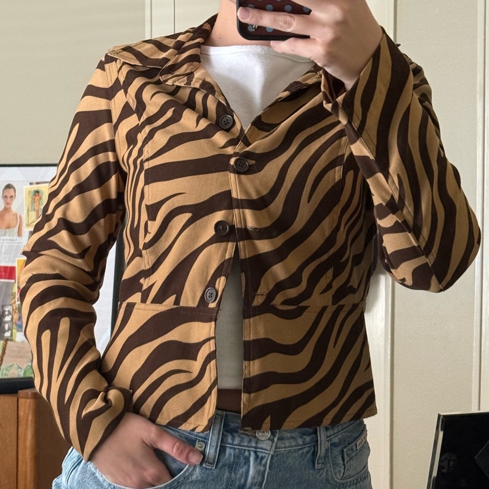 Brown Zebra Print Women's Jacket